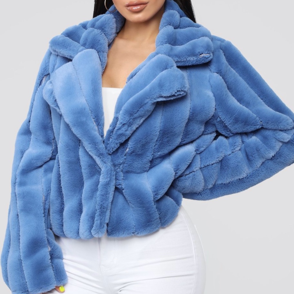 Fashion nova Blue fur coat